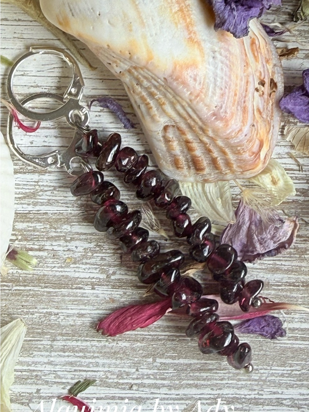 Alquimia Garnet Bead Drop Earrings with Silver Hooks